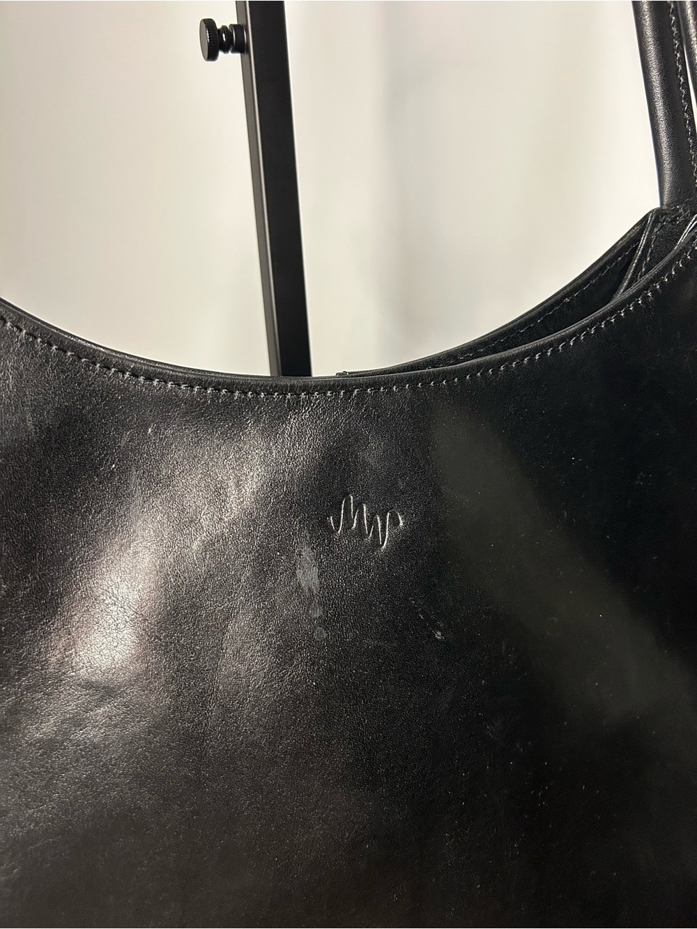 Vintage Monsac Classic Black Leather Rounded Top Shoulder Bag - Picture 3 of 11